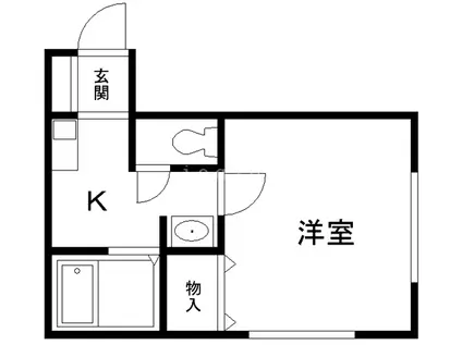 キュービック24 B棟(1K/1階)の間取り写真