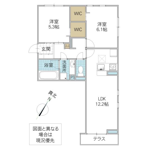 SERENVITA MATSUSHIRO(2LDK/1階)の間取り写真