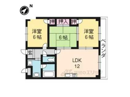 エクセレンス上桂(2LDK/1階)の間取り写真