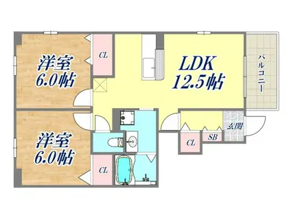 シエル東園田(2LDK/1階)の間取り写真
