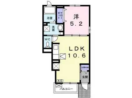 セレノブリーゼD(1LDK/1階)の間取り写真