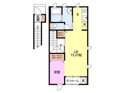 COMMON石動B棟(ワンルーム/2階)の間取り写真