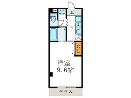 オフージュ・西小路(1K/1階)の間取り写真