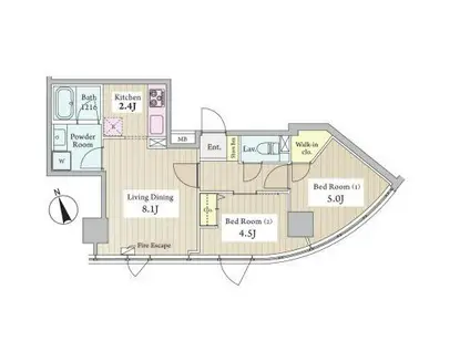 レフューム駒込(2LDK/3階)の間取り写真