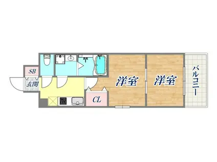 ユニバーサルビル・アネックス(2K/6階)の間取り写真