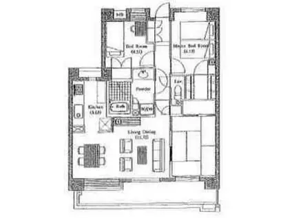 多摩川パークホームズ(3LDK/2階)の間取り写真
