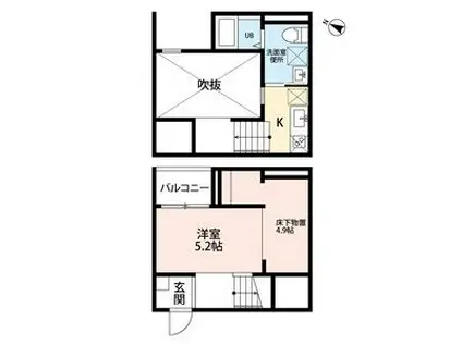 エスペランサ・エイト(ワンルーム/2階)の間取り写真