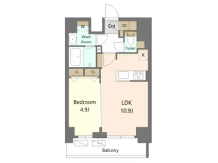 S-RESIDENCE新宿早稲田AVELIS(1LDK/12階)の間取り写真