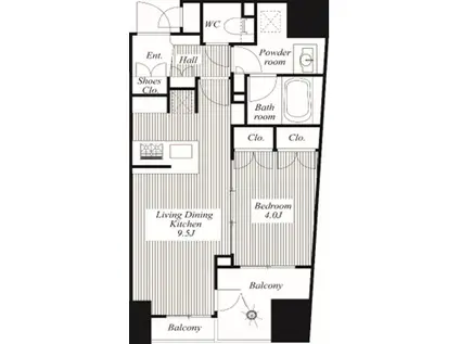 インプレストコア四谷坂町(1LDK/5階)の間取り写真