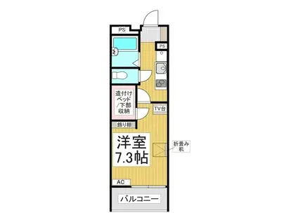 レオパレス新町(1K/1階)の間取り写真