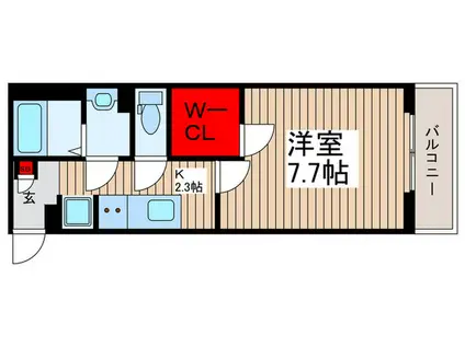 RASUTA・D(1K/2階)の間取り写真