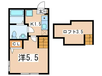 STEER ODASAGA(1K/1階)の間取り写真