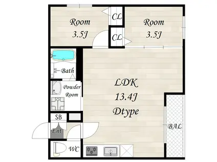 アバンティオ泉佐野(2LDK/3階)の間取り写真