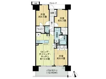 ルイシャトレ川口レックスフォート(3LDK/7階)の間取り写真