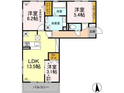 MAISON DE FLEUR(3LDK/1階)の間取り写真