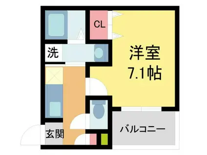 ココングランジュール川西小花(1K/2階)の間取り写真