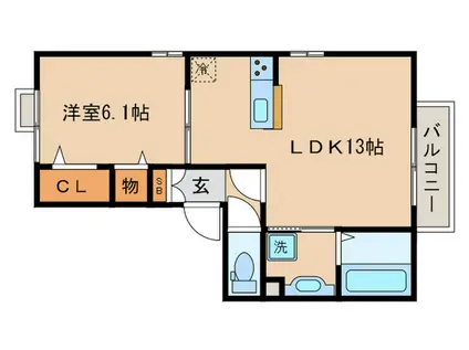 ピアチェーレ(1LDK/3階)の間取り写真