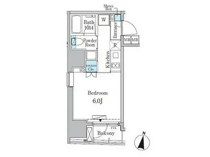 グランディオール広尾テラス(1K/2階)の間取り写真