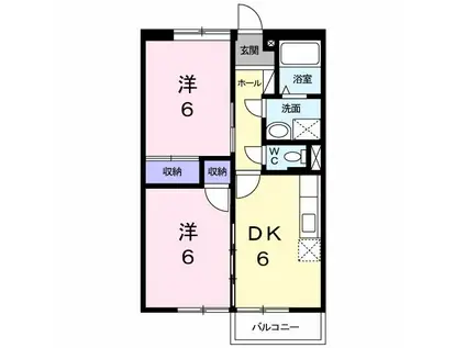 ニューエルディム立川1(2DK/1階)の間取り写真