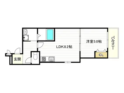 フジパレス長原サウス(1LDK/1階)の間取り写真