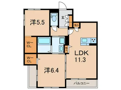 シャーメゾン・グラ(2LDK/3階)の間取り写真