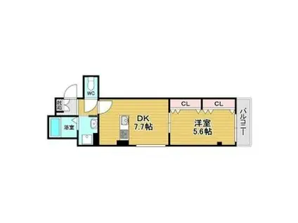 COLABO上新庄(1LDK/2階)の間取り写真