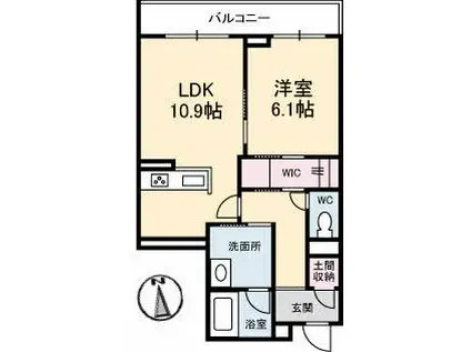 フェリシエール(1LDK/3階)の間取り写真