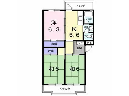 第一コーポ学苑(3K/1階)の間取り写真