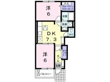 グラン シャル トラント(2DK/1階)の間取り写真