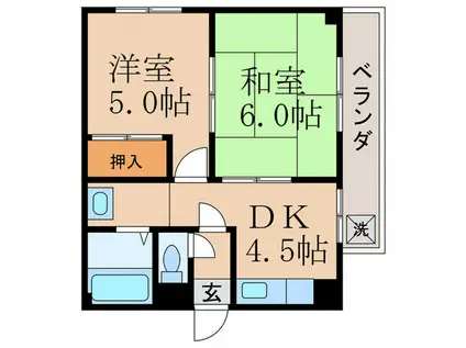 L・KANSEI(2DK/3階)の間取り写真