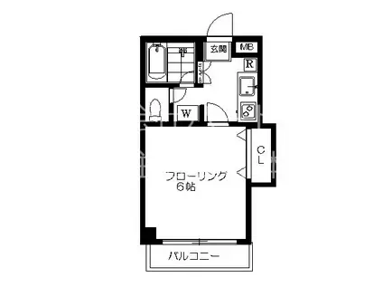 パーシモンコート(1K/1階)の間取り写真