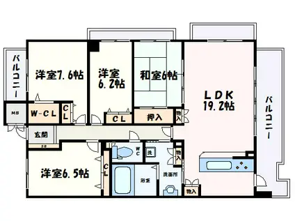 パレ・ロワイヤル栗山公園(4LDK/9階)の間取り写真