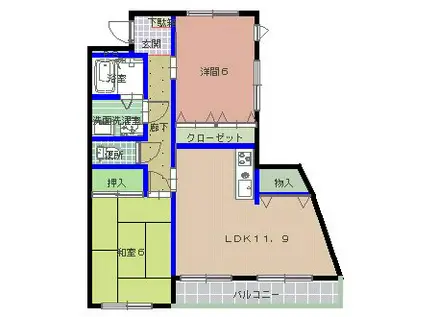 プレステージ151(2LDK/3階)の間取り写真