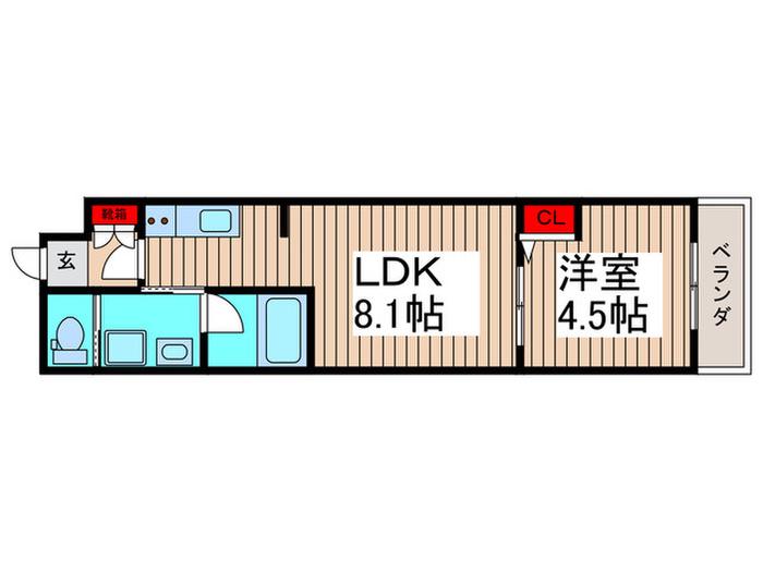 ALIVIS本八幡(1LDK/1階)の間取り写真