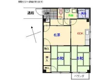 西原マンション(3DK/3階)の間取り写真
