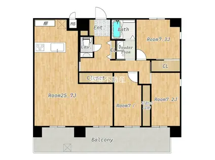 GRAND CHAINON平成(3LDK/10階)の間取り写真