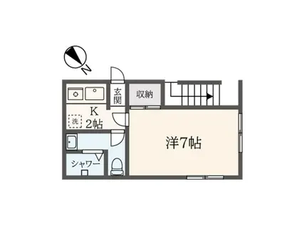 ベルエア南大沢(1K/1階)の間取り写真