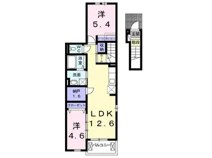 スカイレオ(2LDK/2階)の間取り写真