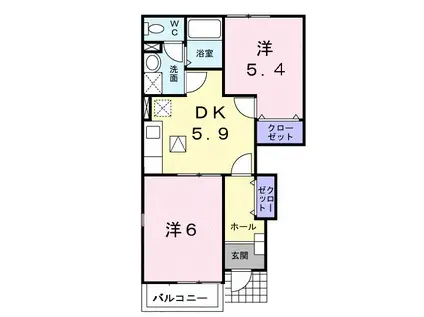 湘南ジェンテ(2DK/1階)の間取り写真