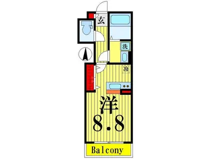 レクエルド304(ワンルーム/2階)の間取り写真