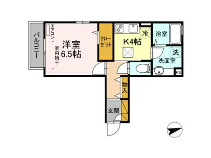 クレアシオン(1K/1階)の間取り写真