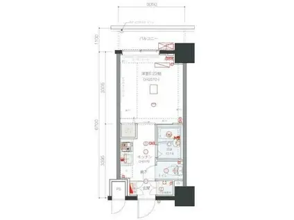 リヴシティ西川口(1K/4階)の間取り写真
