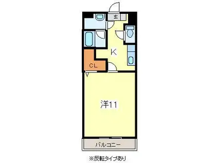 アイポート東棟(1K/2階)の間取り写真