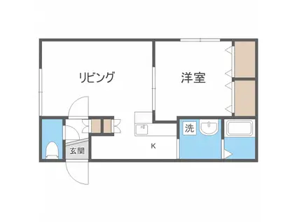 グランメール北32条(1LDK/3階)の間取り写真