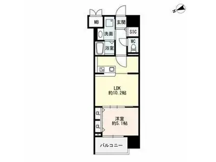 ザ・シンフォニア新栄(1LDK/12階)の間取り写真