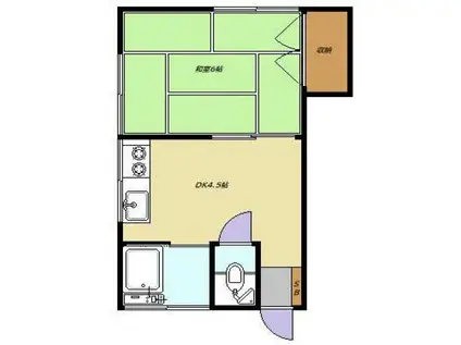 チェリーハウス(1DK/1階)の間取り写真