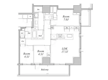 ウエリス覚王山法王町(3LDK/2階)の間取り写真