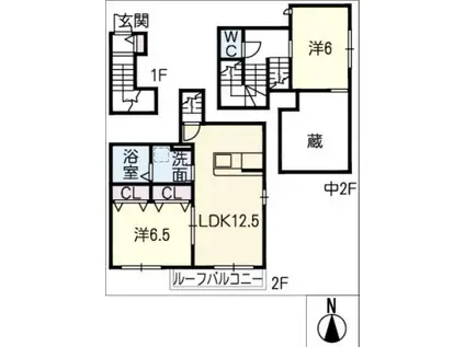 ル・スヴニール名古屋(2LDK/2階)の間取り写真