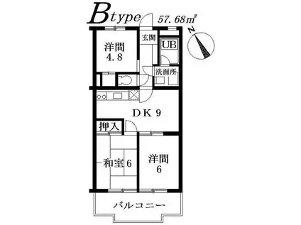 ロイヤルシティ二番館(3DK/3階)の間取り写真