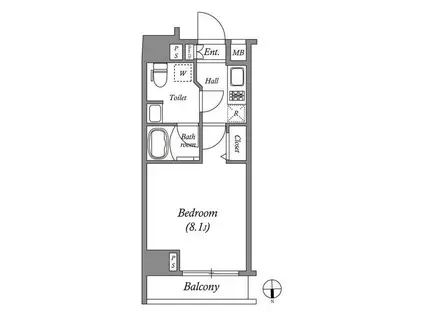 ジェノヴィア東中野スカイガーデン(1K/5階)の間取り写真